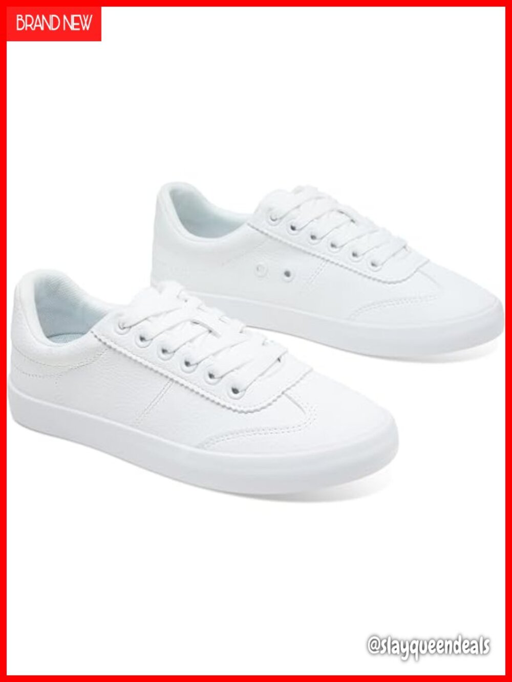 Faux-Leather Low Top Court Sneakers Perforated Walking Shoes Gum Sole